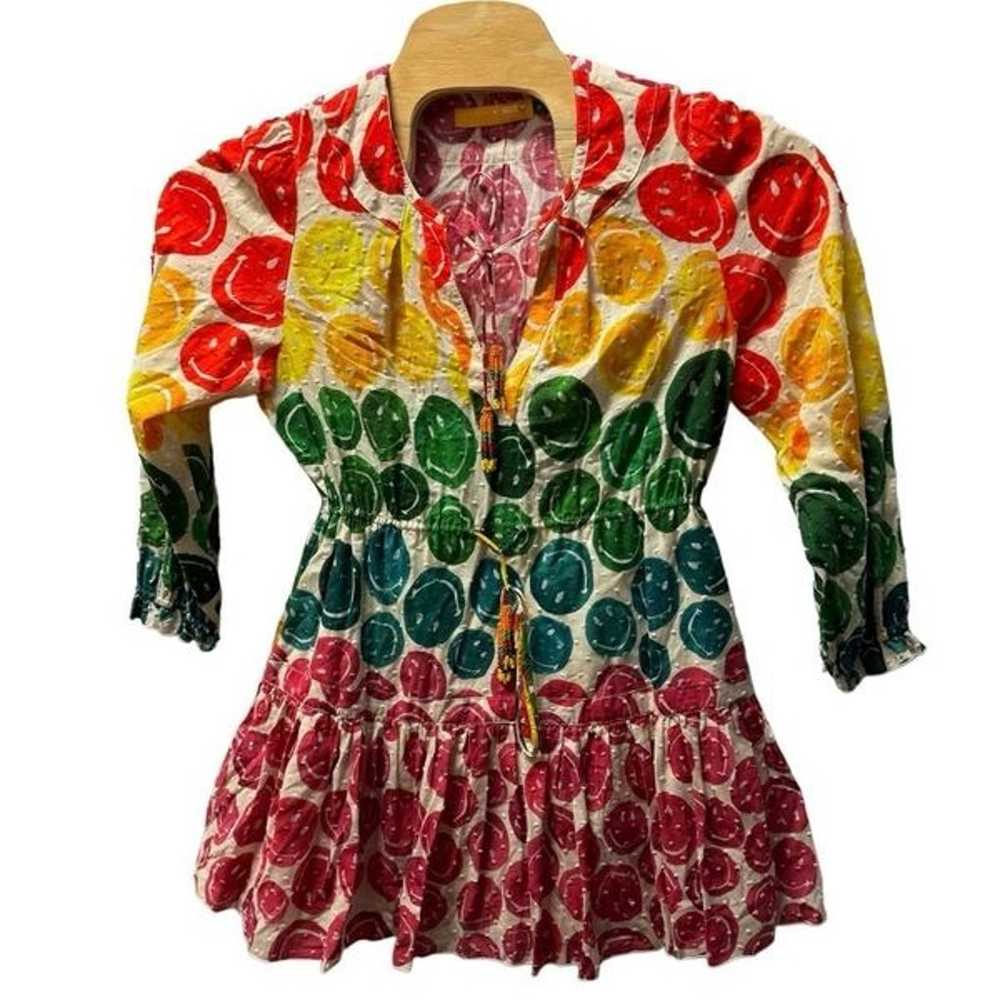 FARM Rio Size Medium Rainbow Smiley Mini Dress Ha… - image 6