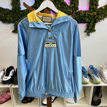 Gucci Gucci Shiny Jersey Web Blue Pullover