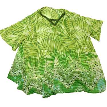 Streetwear Catherines Green Blouse Fern Palm Leaf 