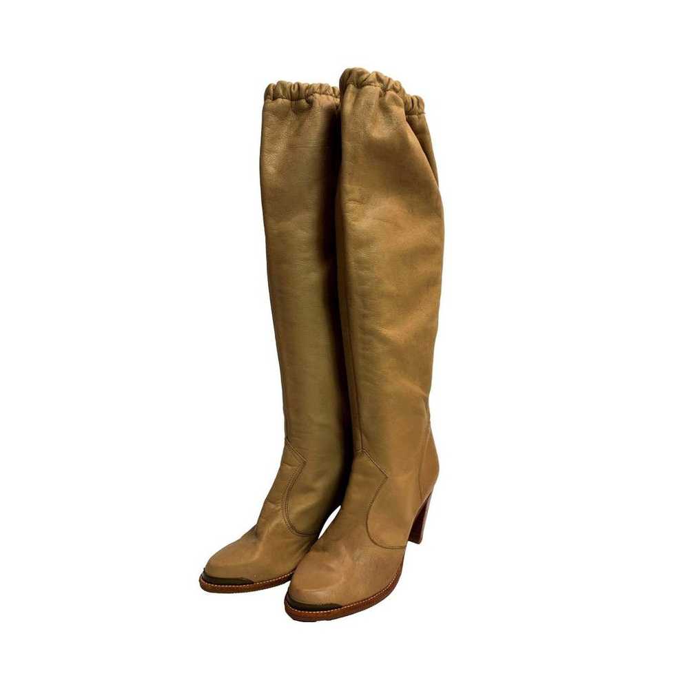 Vintage 70s Soft Camel Leather High Heeled Boots … - image 3