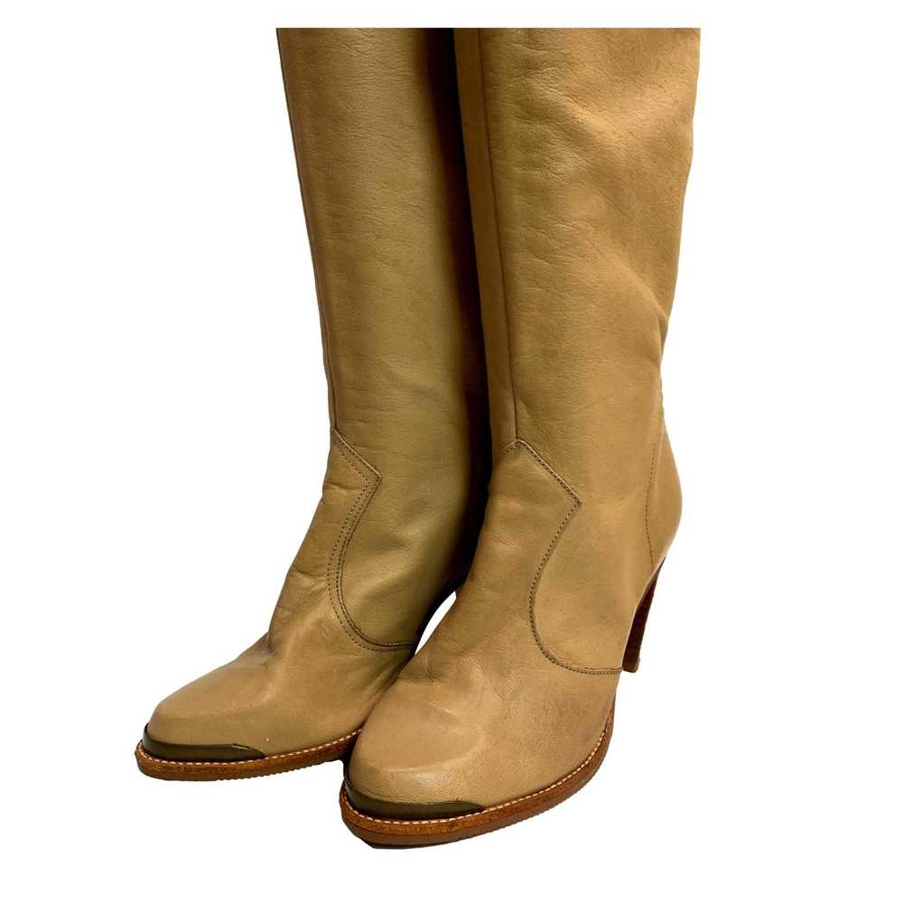 Vintage 70s Soft Camel Leather High Heeled Boots … - image 6