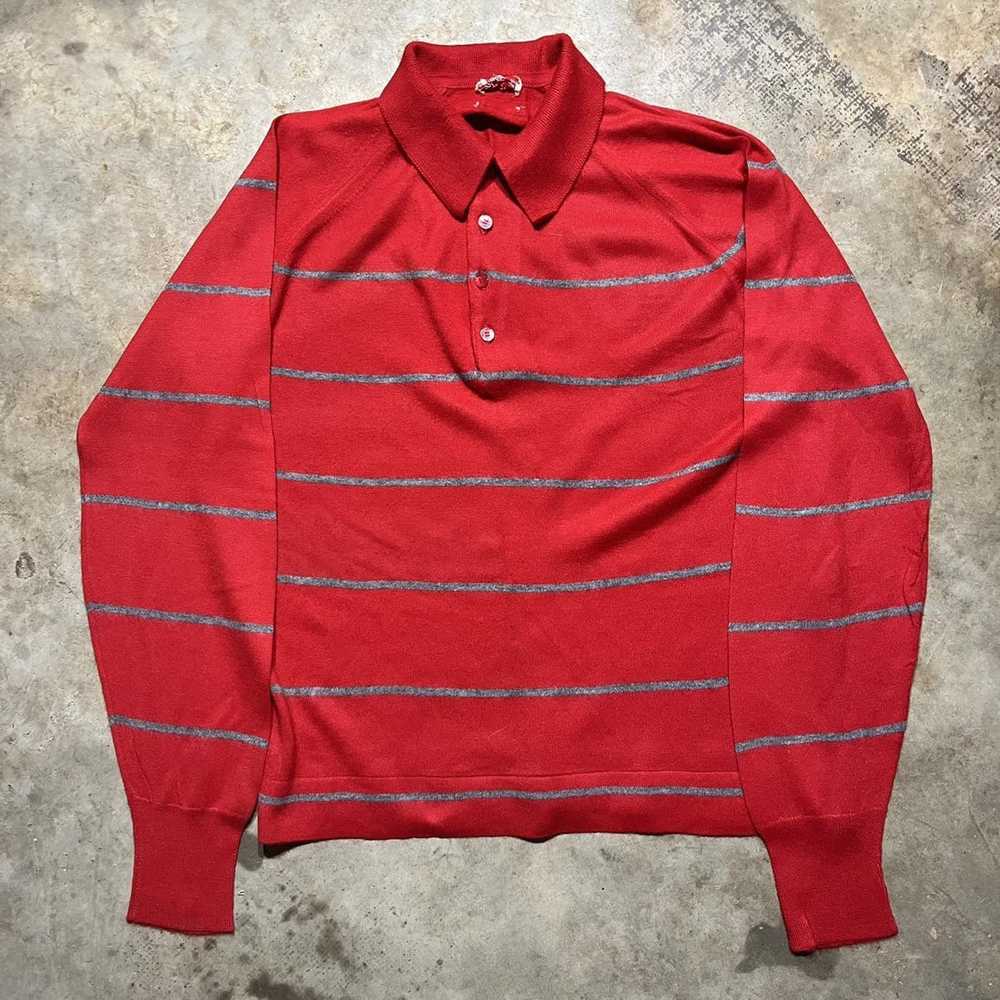 Made In Usa × Vintage Vintage 60s Red Striped Acr… - image 1