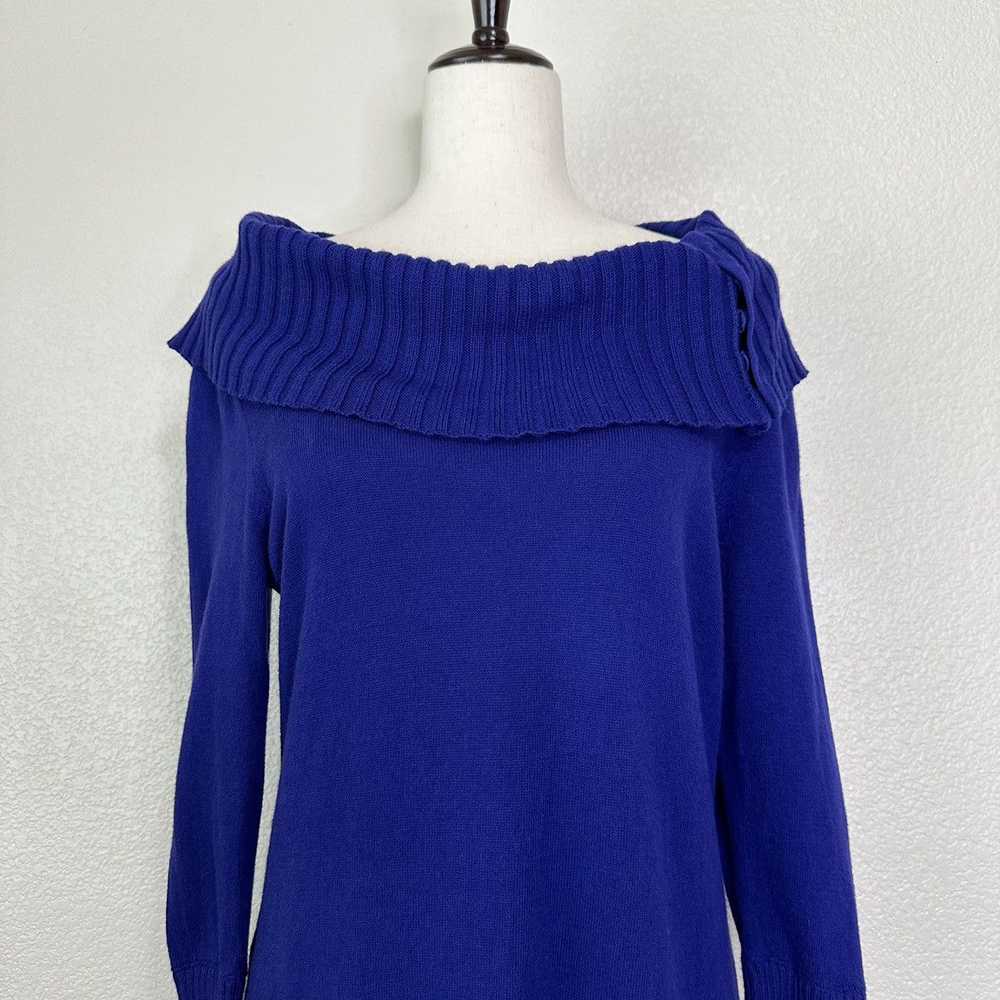 Chicos Chico’s Royal Blue Buttoned Boat Off Shoul… - image 3