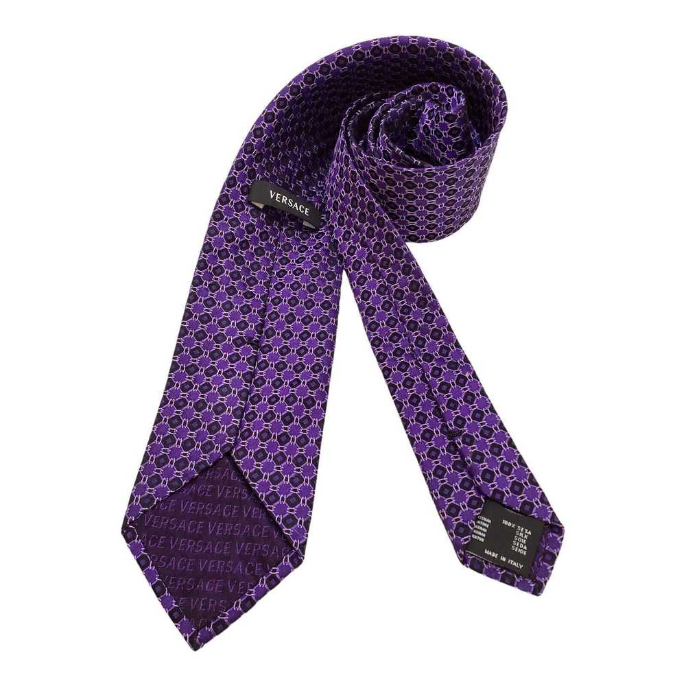 Versace VERSACE Geometric With Logo Silk Tie Ital… - image 3