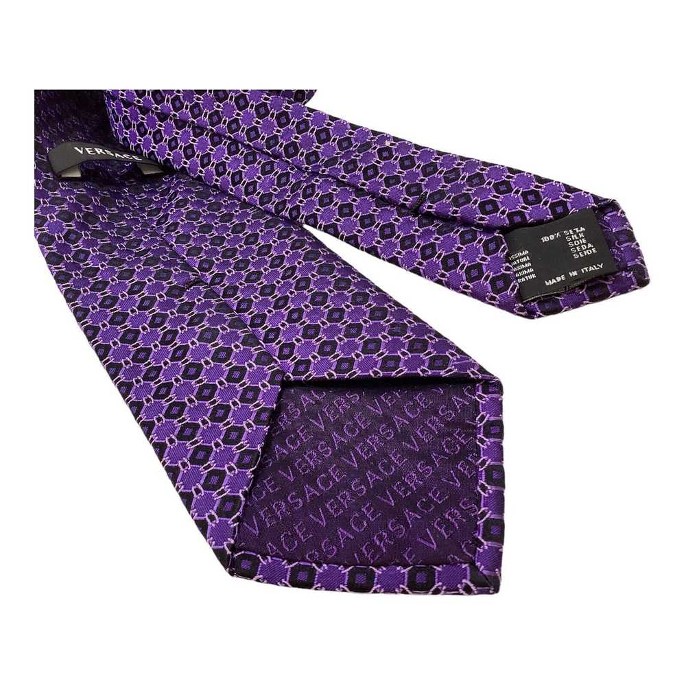 Versace VERSACE Geometric With Logo Silk Tie Ital… - image 5