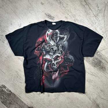 Cyber Y2K dragon and skull graphic t-shirt