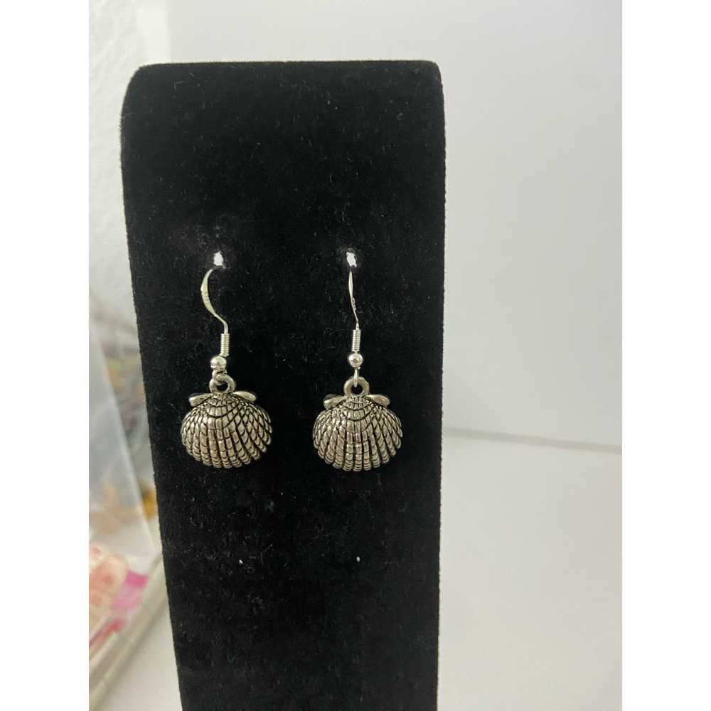 Handmade Cute Upcycled seashell earrings silver t… - image 1