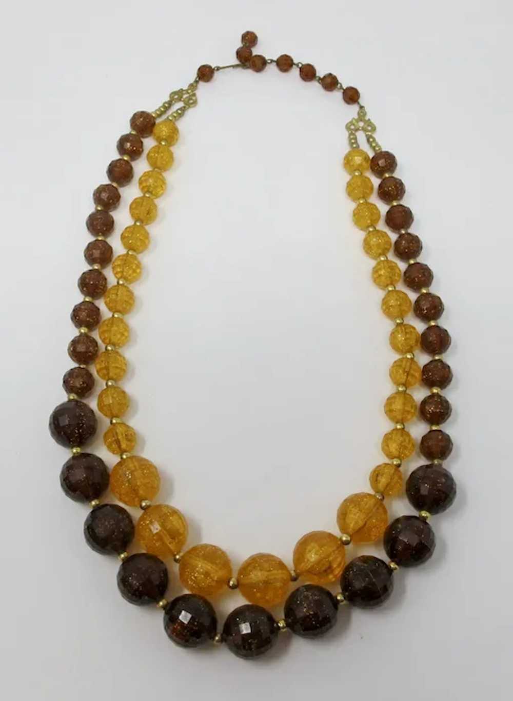 1960s Orange & Brown Glitter Lucite Double-Strand… - image 2