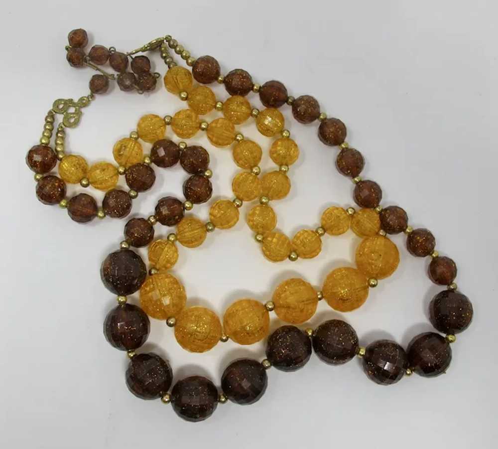 1960s Orange & Brown Glitter Lucite Double-Strand… - image 4