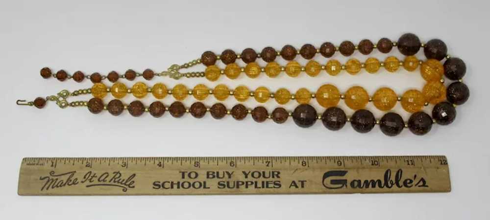 1960s Orange & Brown Glitter Lucite Double-Strand… - image 5