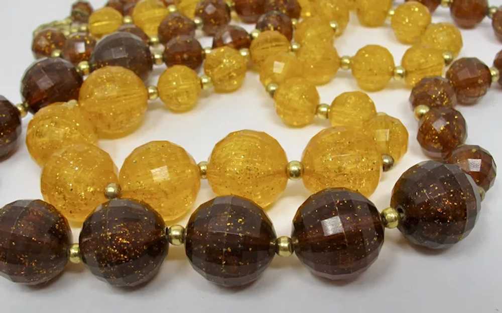 1960s Orange & Brown Glitter Lucite Double-Strand… - image 6