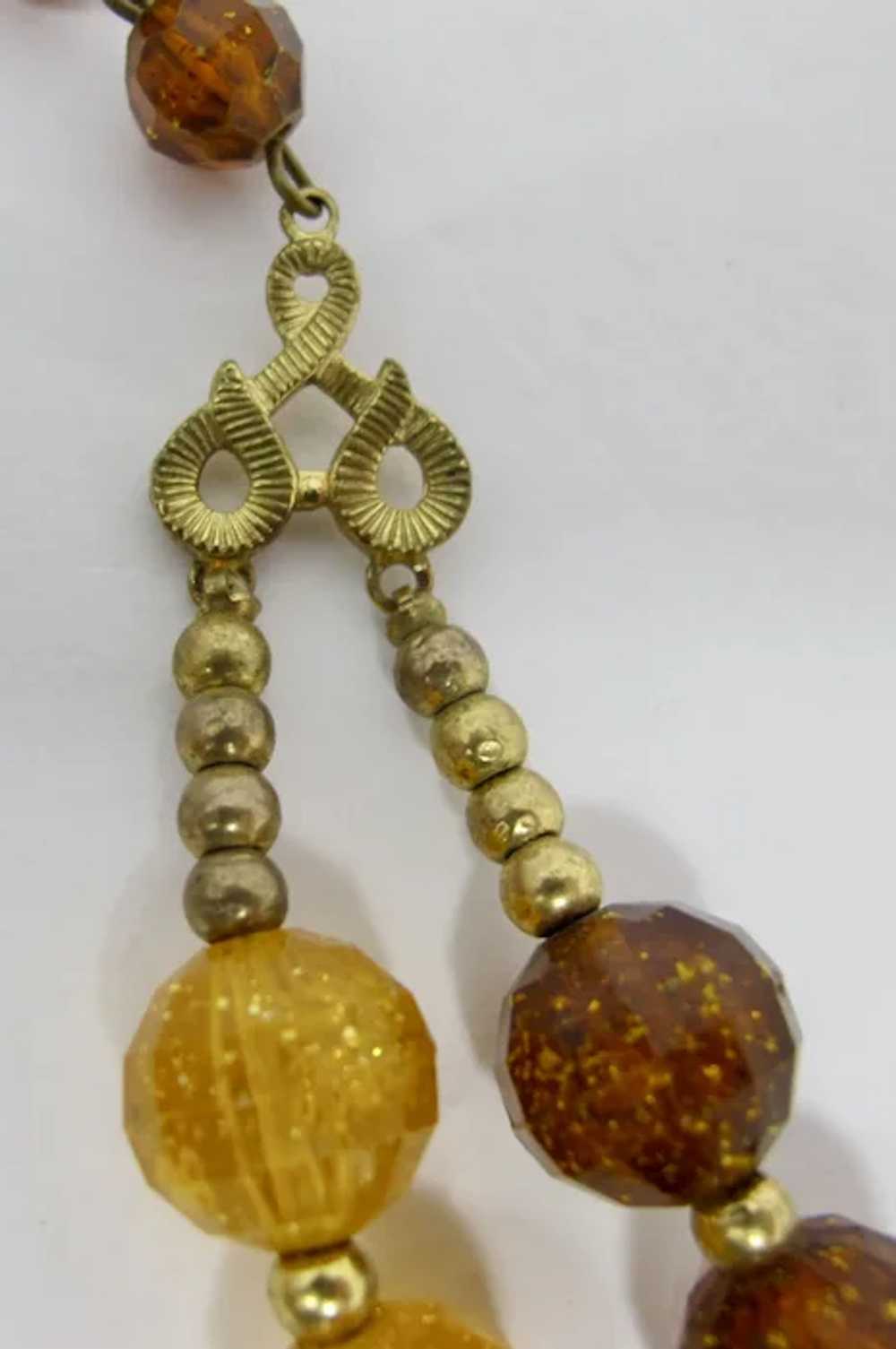 1960s Orange & Brown Glitter Lucite Double-Strand… - image 7