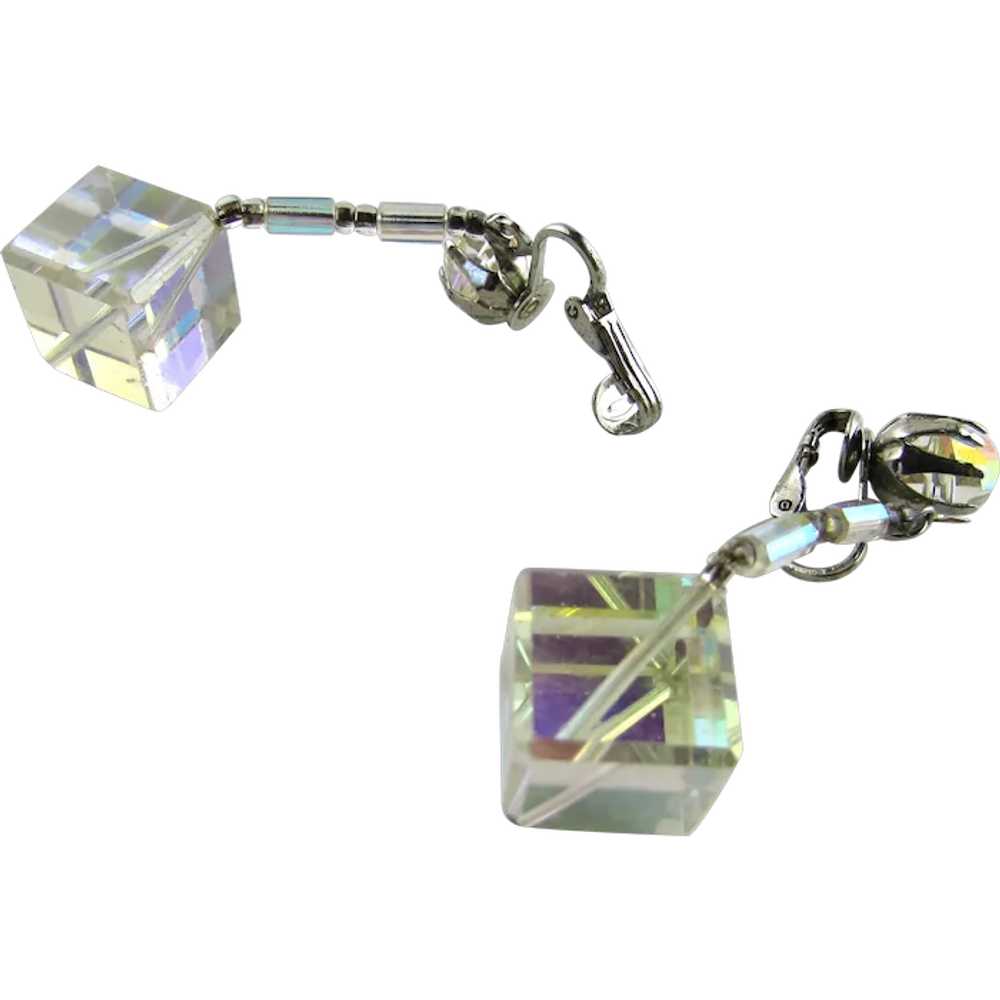 Crystal Cube Clip On Earrings - image 1