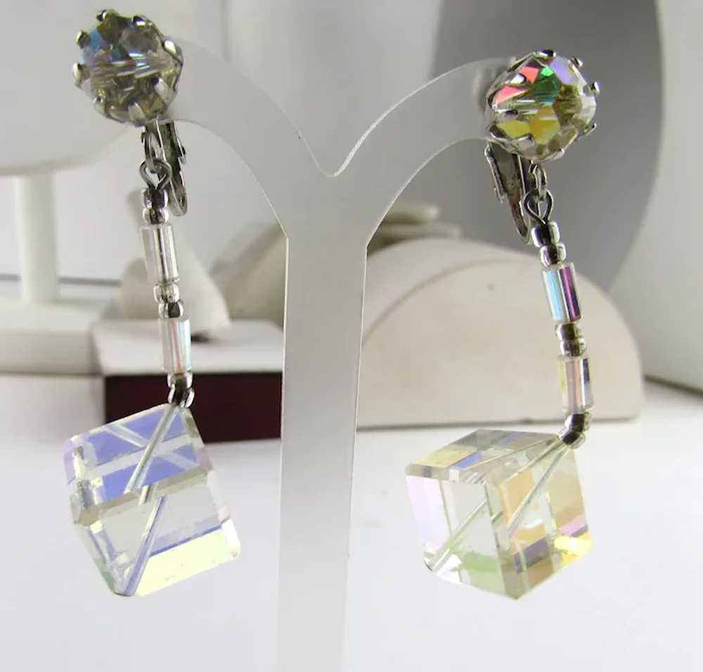 Crystal Cube Clip On Earrings - image 2