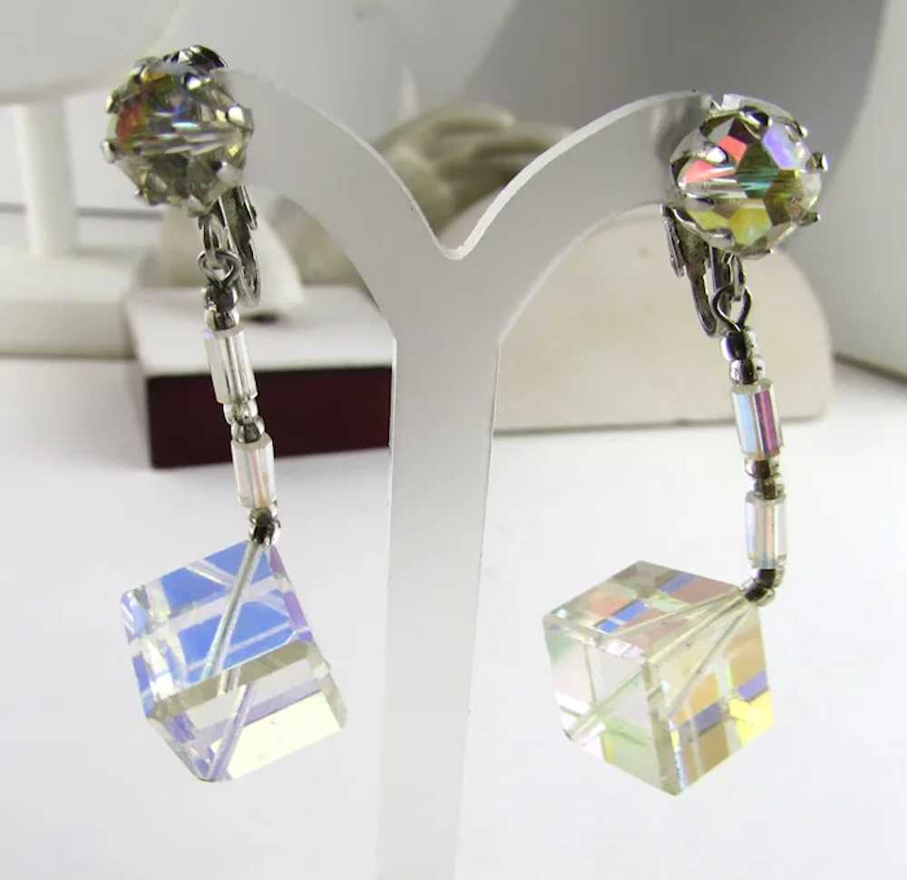 Crystal Cube Clip On Earrings - image 4