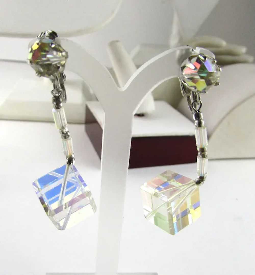 Crystal Cube Clip On Earrings - image 6