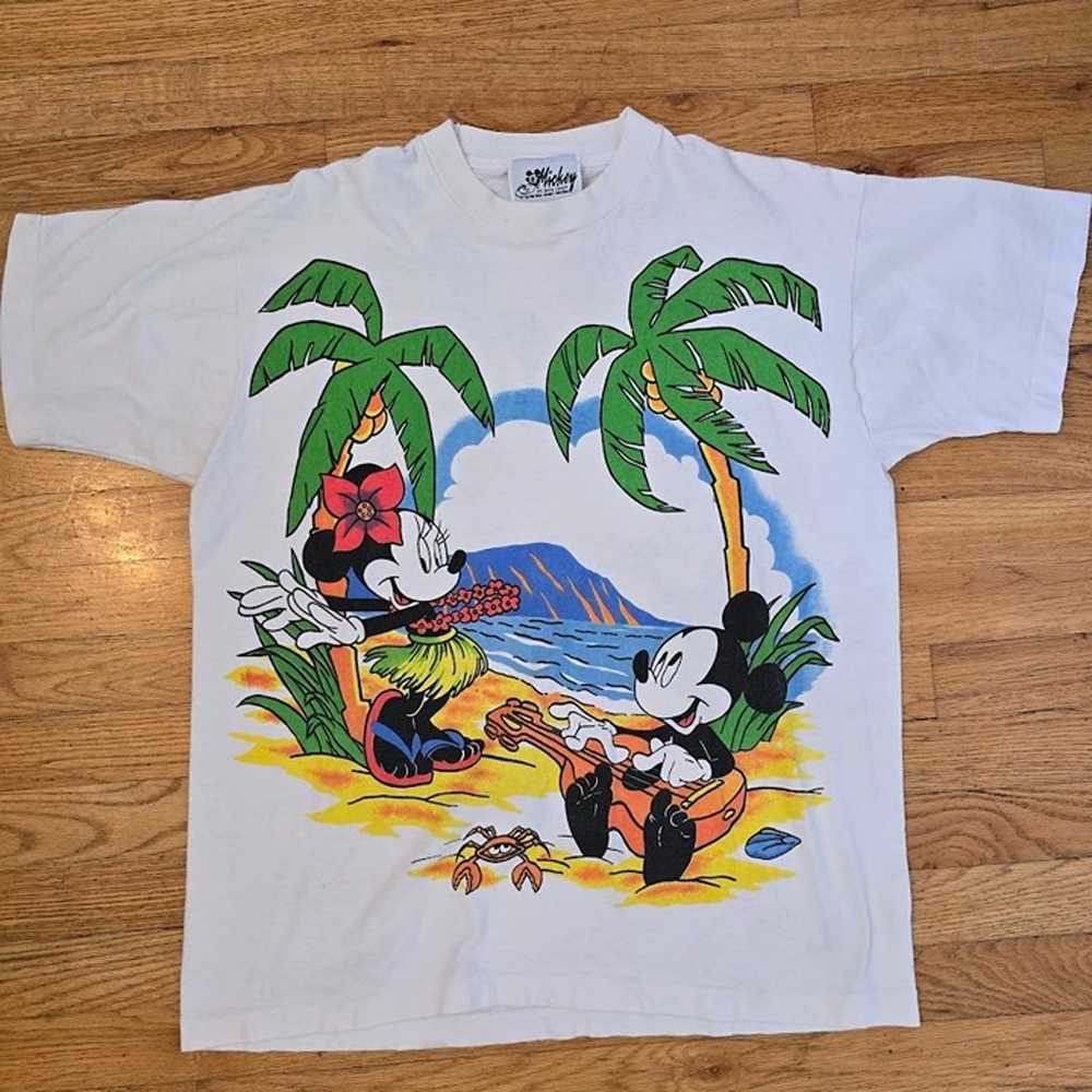 Vintage 80s Disney Mickey AOP Jerry Leigh Shirt S… - image 1