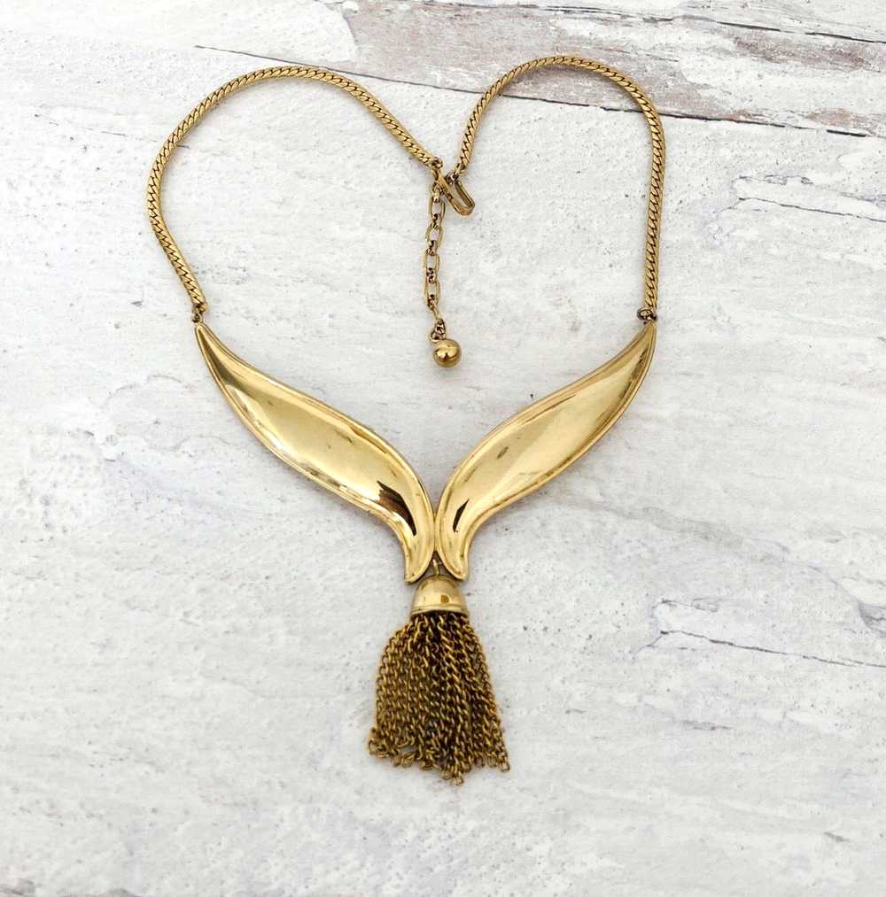 Vintage Modernist Collar Necklace with Tassel Pen… - image 2