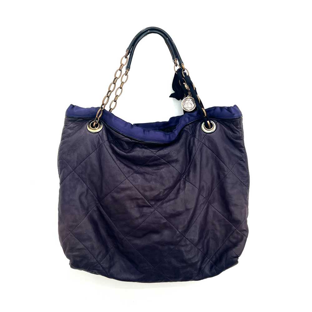 Lanvin Purple Leather Quilted Hobo Bag - image 4