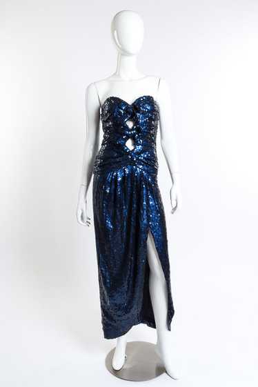 SCAASI BOUTIQUE Sequin Bow Evening Gown