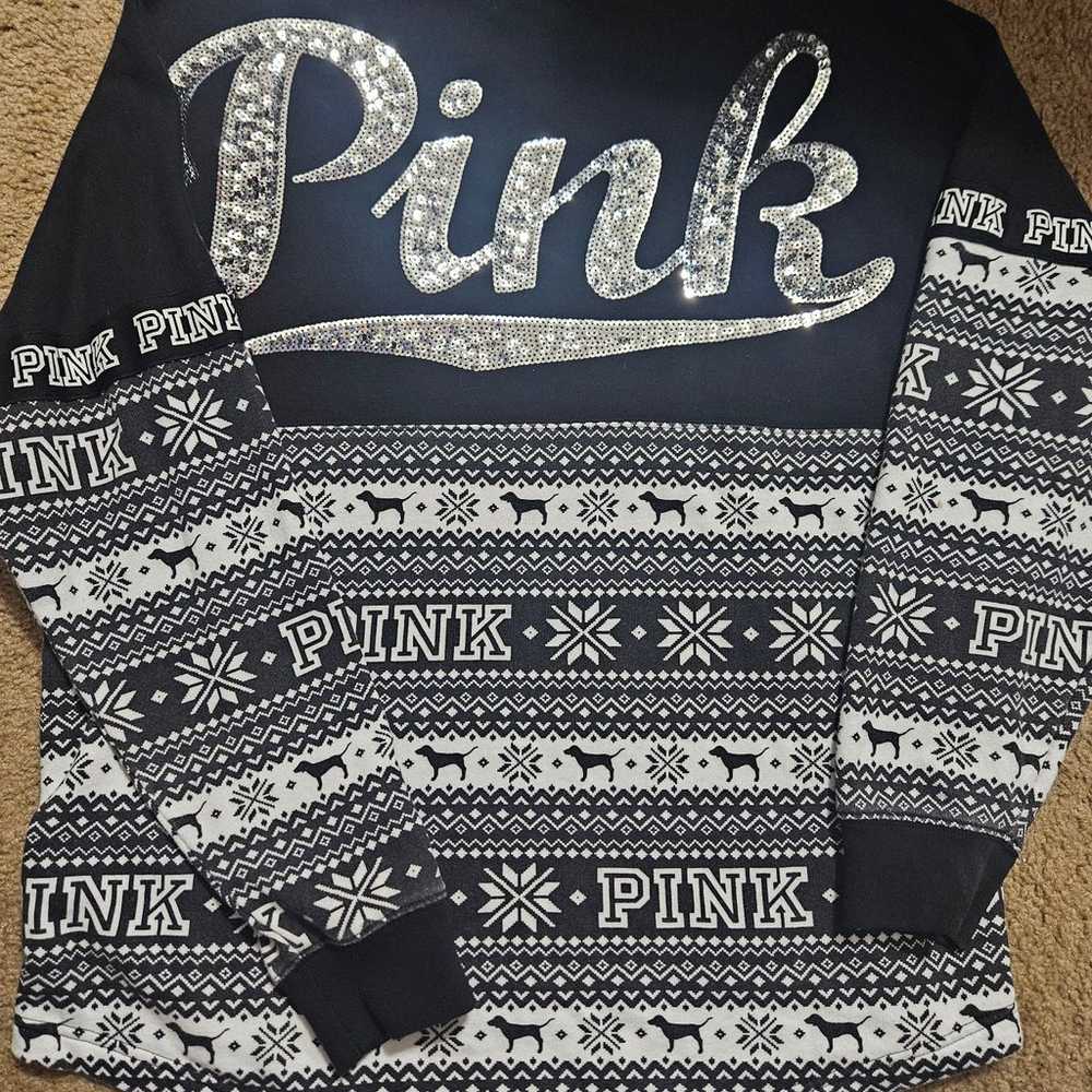PINK VS Large Bling Sequin HTF Rare Pullover Swea… - image 1