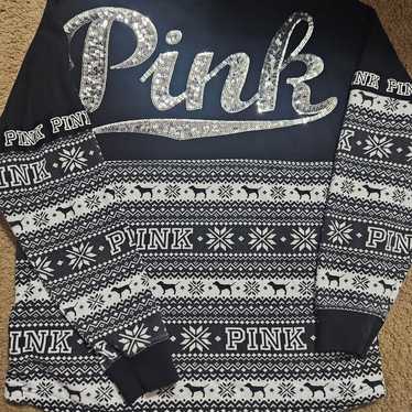 PINK VS Large Bling Sequin HTF Rare Pullover Swea… - image 1