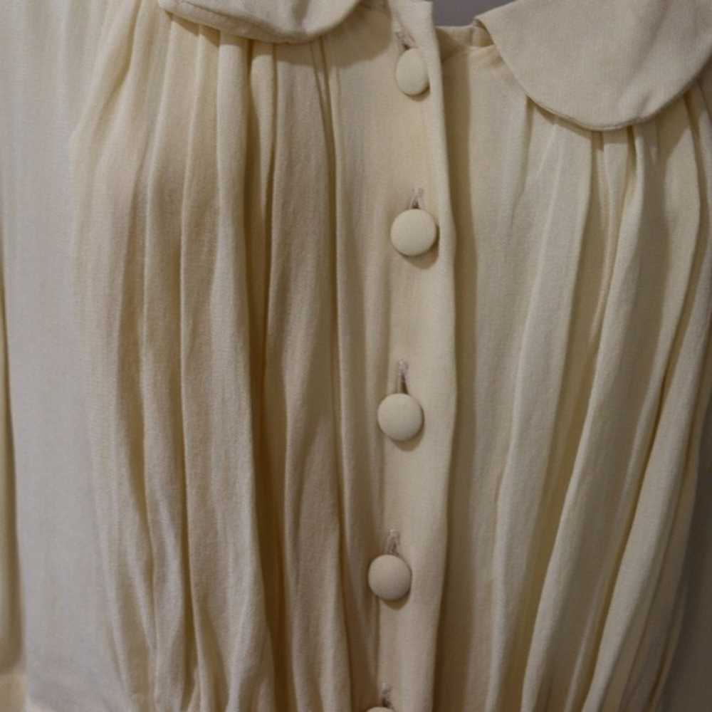 Moschino Cream Pleated Button Down Tie Peter Pan … - image 3