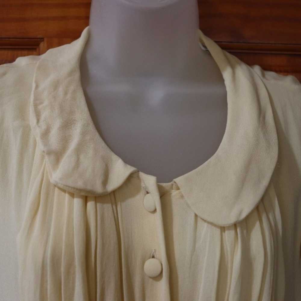 Moschino Cream Pleated Button Down Tie Peter Pan … - image 5