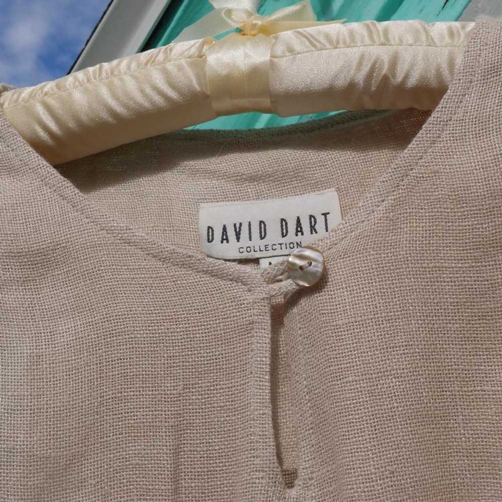 David Dart Cute 90s sand colored linen top (L) |… - image 3