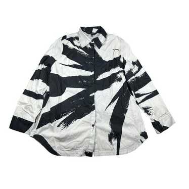 Ming Wang White Black And White Button Down Shirt… - image 1