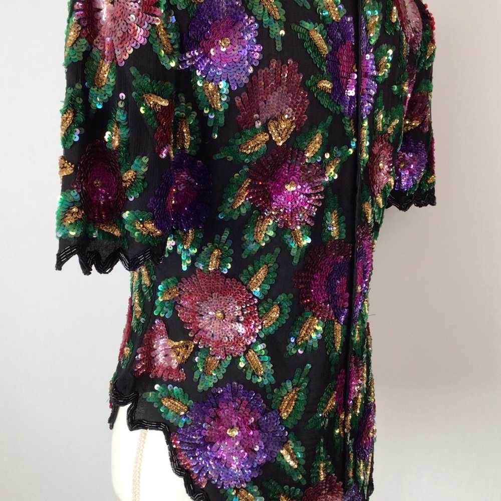 Vintage Laurence Kazar New York Beaded Sequin Sil… - image 10