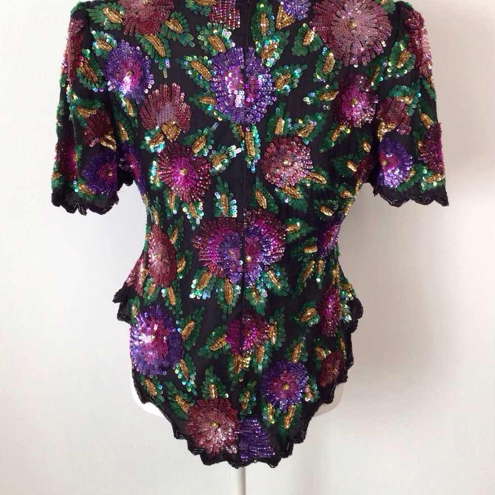 Vintage Laurence Kazar New York Beaded Sequin Sil… - image 12