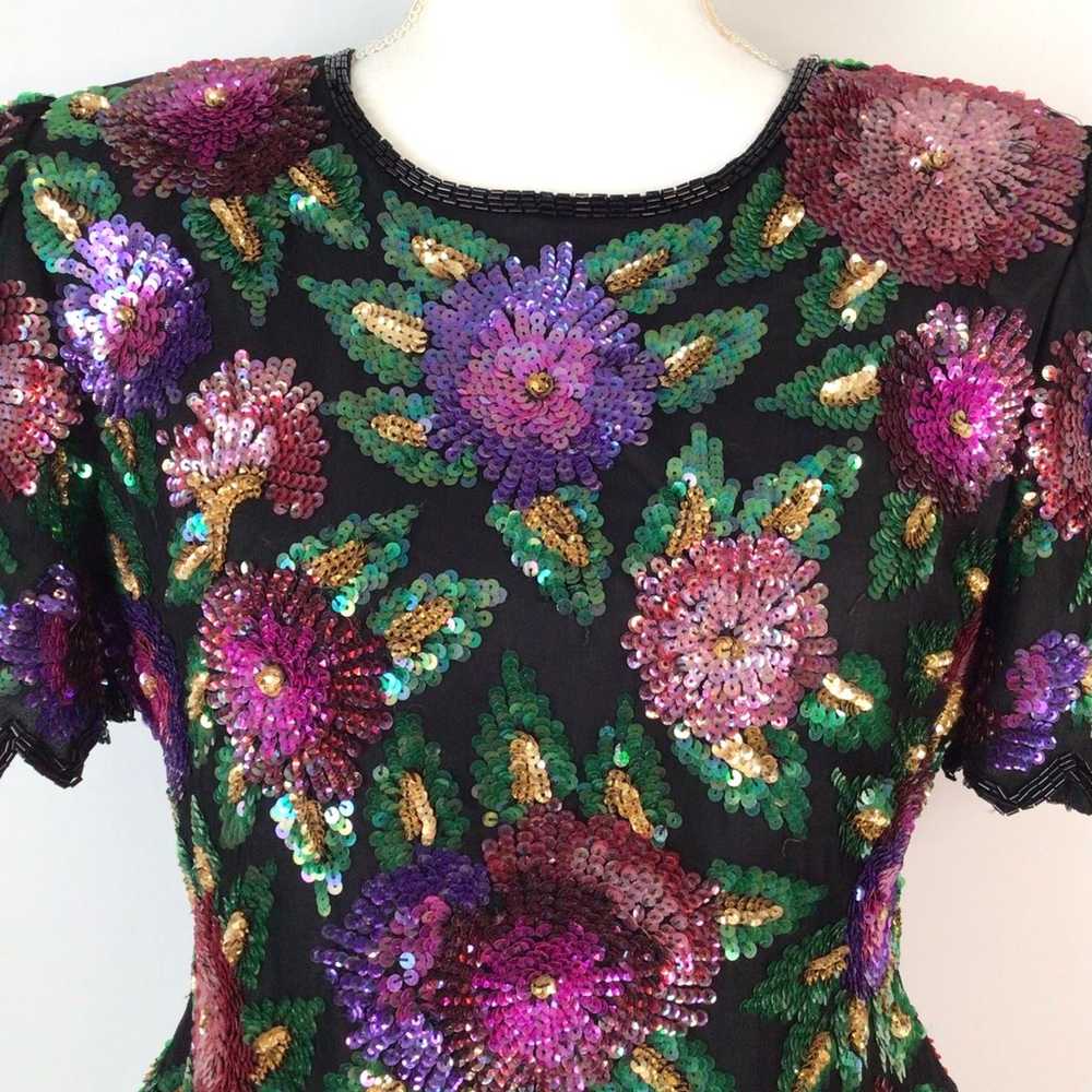 Vintage Laurence Kazar New York Beaded Sequin Sil… - image 2