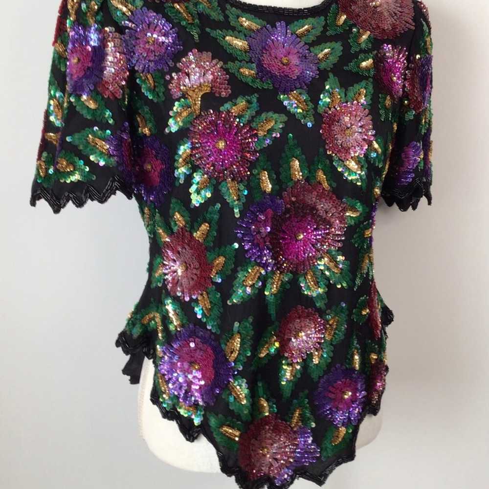 Vintage Laurence Kazar New York Beaded Sequin Sil… - image 6