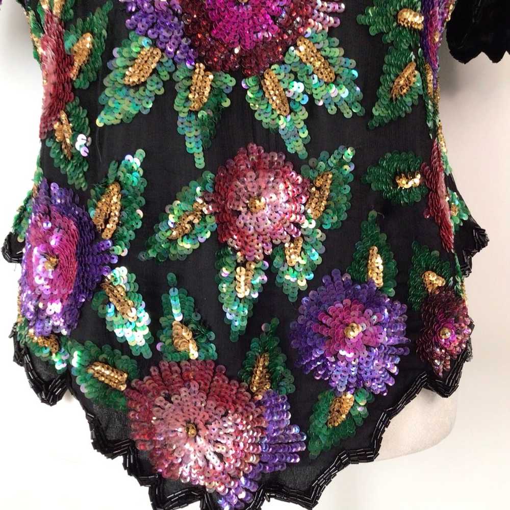 Vintage Laurence Kazar New York Beaded Sequin Sil… - image 8