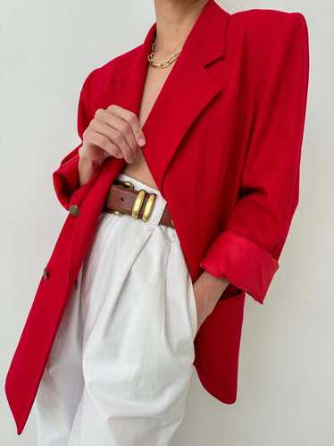 Vintage Pure New Wool Blazer - Red