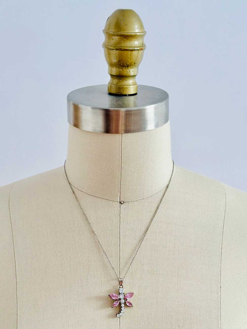 Vintage rhinestone dragonfly necklace - image 2
