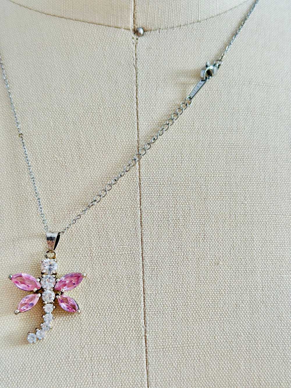 Vintage rhinestone dragonfly necklace - image 3