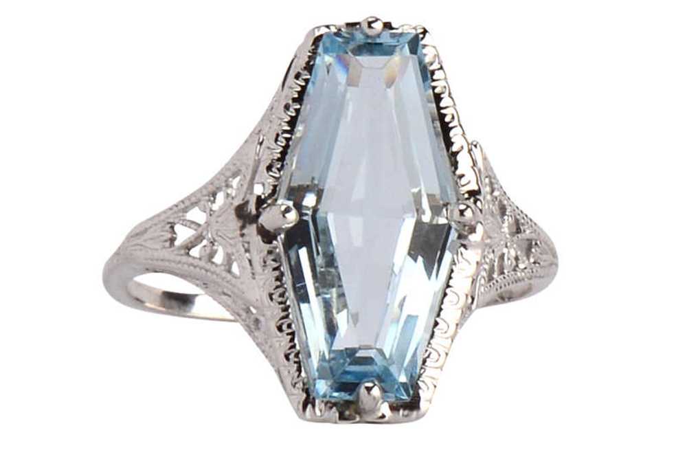 Skyward - Fancy Cut Aquamarine Art Deco Ring - image 1