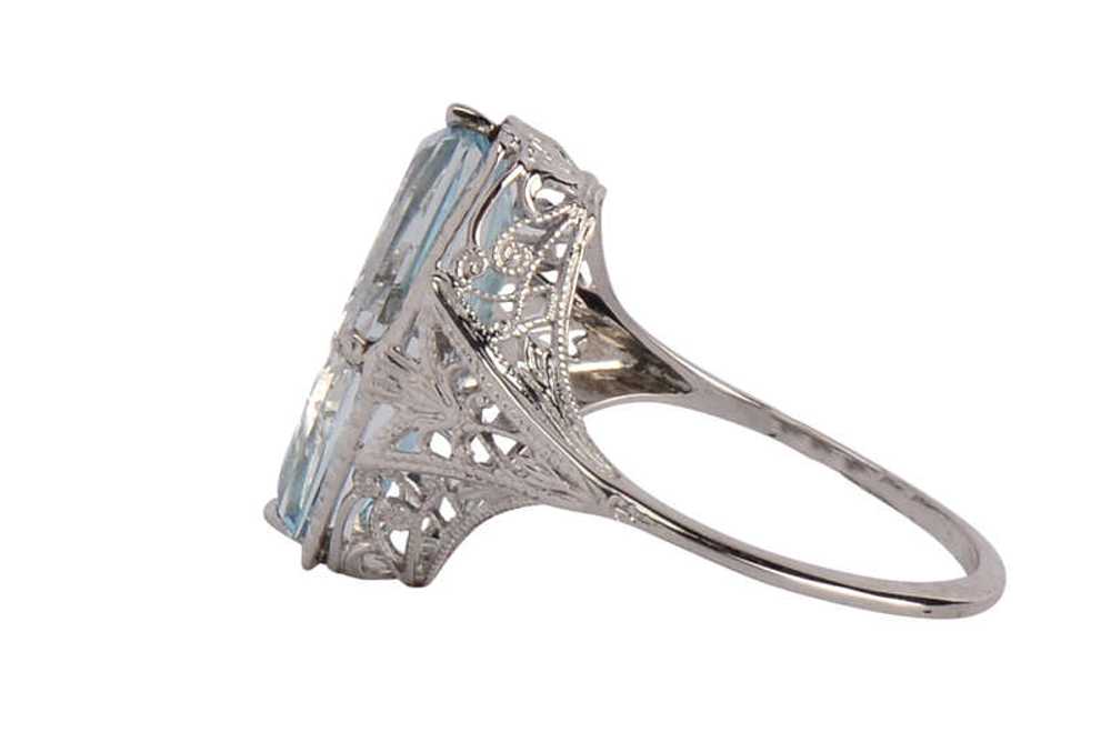 Skyward - Fancy Cut Aquamarine Art Deco Ring - image 5