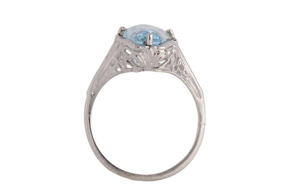 Skyward - Fancy Cut Aquamarine Art Deco Ring - image 6