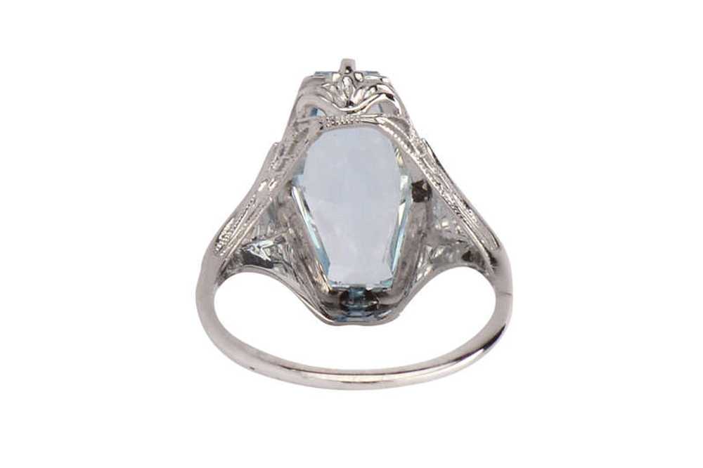 Skyward - Fancy Cut Aquamarine Art Deco Ring - image 7