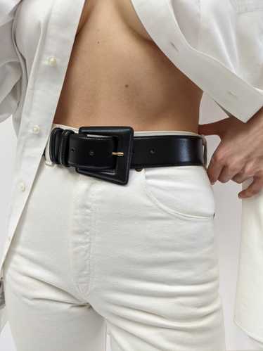 Bold Vintage Black Leather Belt