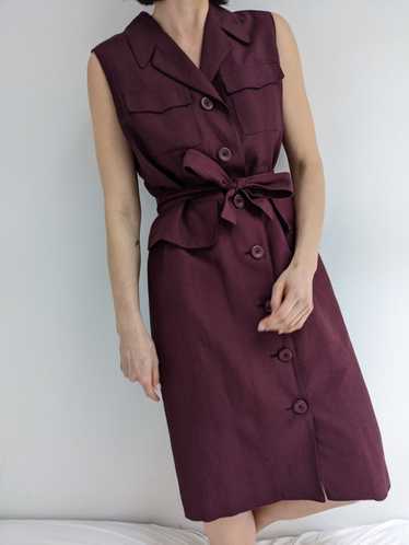 Vintage Merlot Woven Linen Dress - image 1