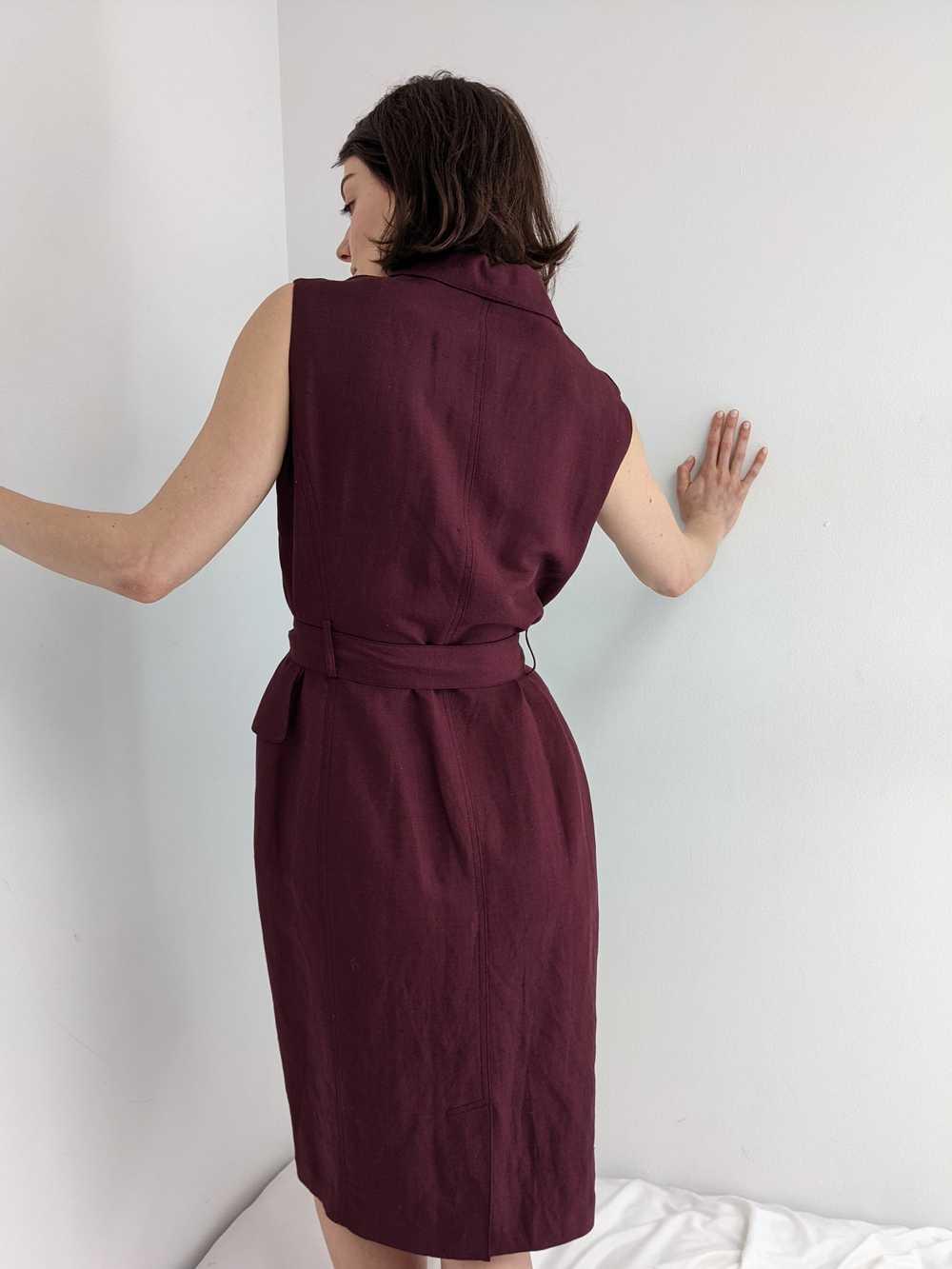 Vintage Merlot Woven Linen Dress - image 2