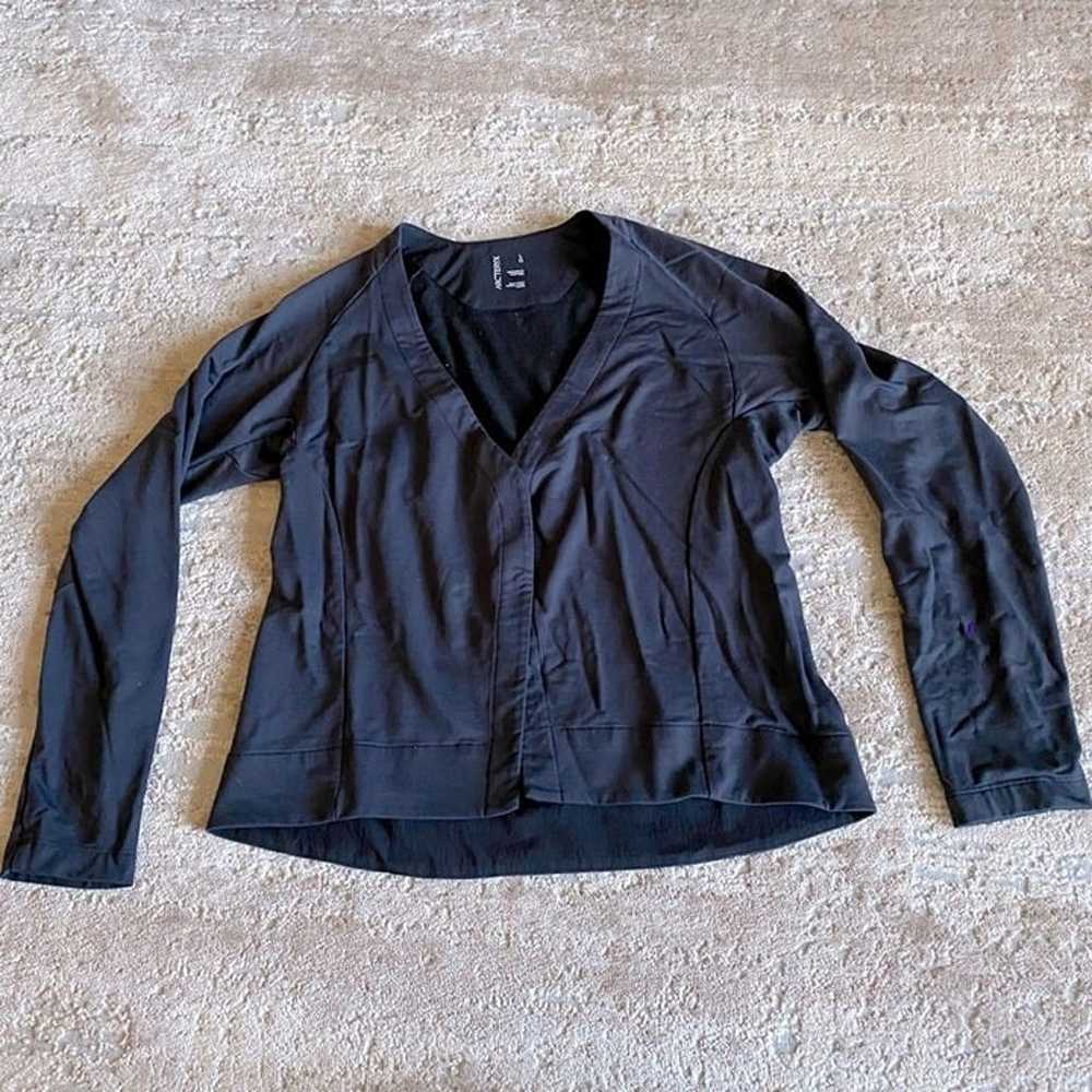 Arc'teryx Black Jacket Wool Lined Snap Front V Ne… - image 2