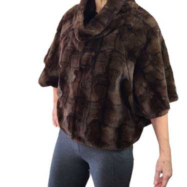 Johanne Beck brown faux fur cropped cowl wrap topp