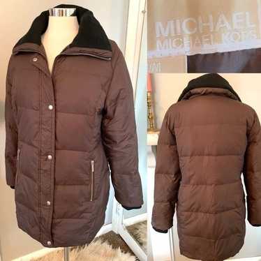 Michael Kors down overcoat quilted coat Brown Blac