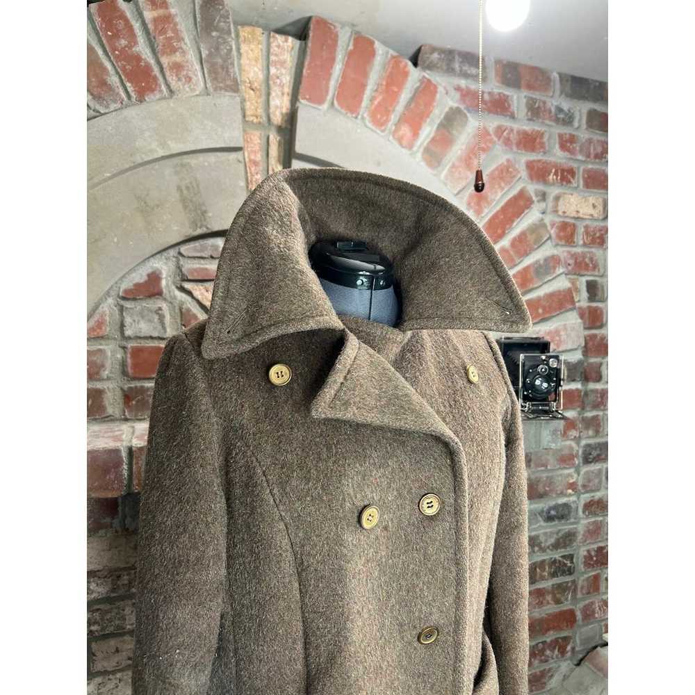 coat double breasted wool brown oversized collar … - image 12