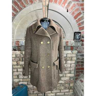 coat double breasted wool brown oversized collar … - image 1
